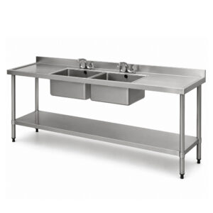 Demontabele RVS / Inox spoeltafel met bodemschap – 600 mm diep
