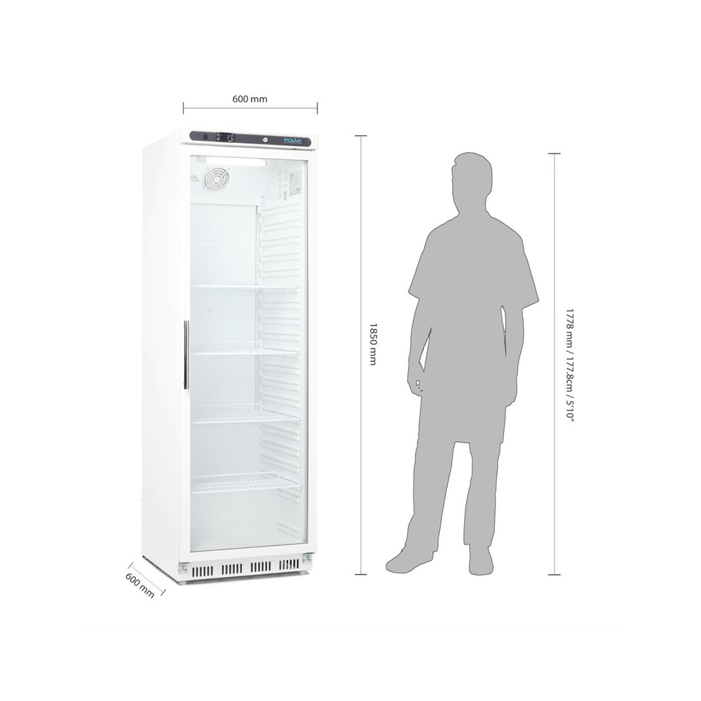 Polar C-serie evenementen glasdeurkoelkast 400 liter – RVS (Inox) frame - Afbeelding 5