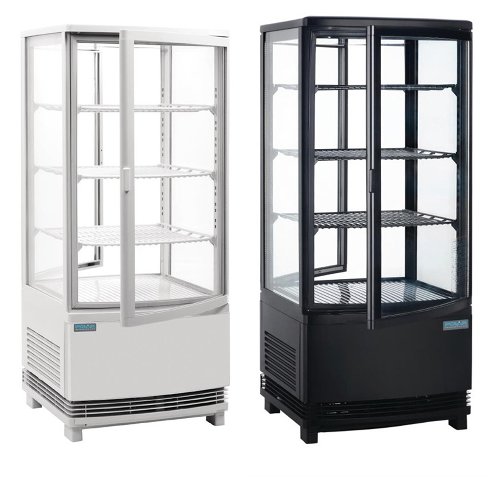 Polar koelvitrine met gebogen glasdeur 86L