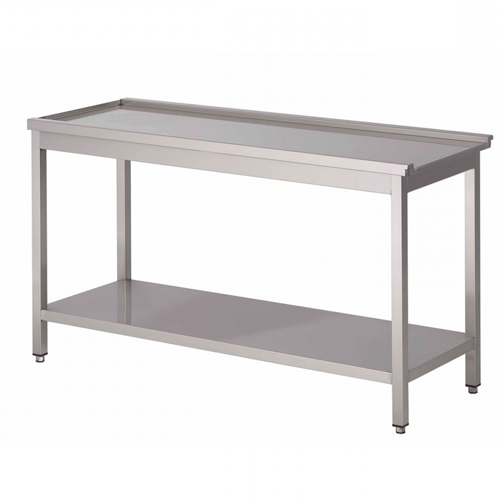 RVS / Inox afvoertafel met bodemschap – 700 mm diep - Afbeelding 2