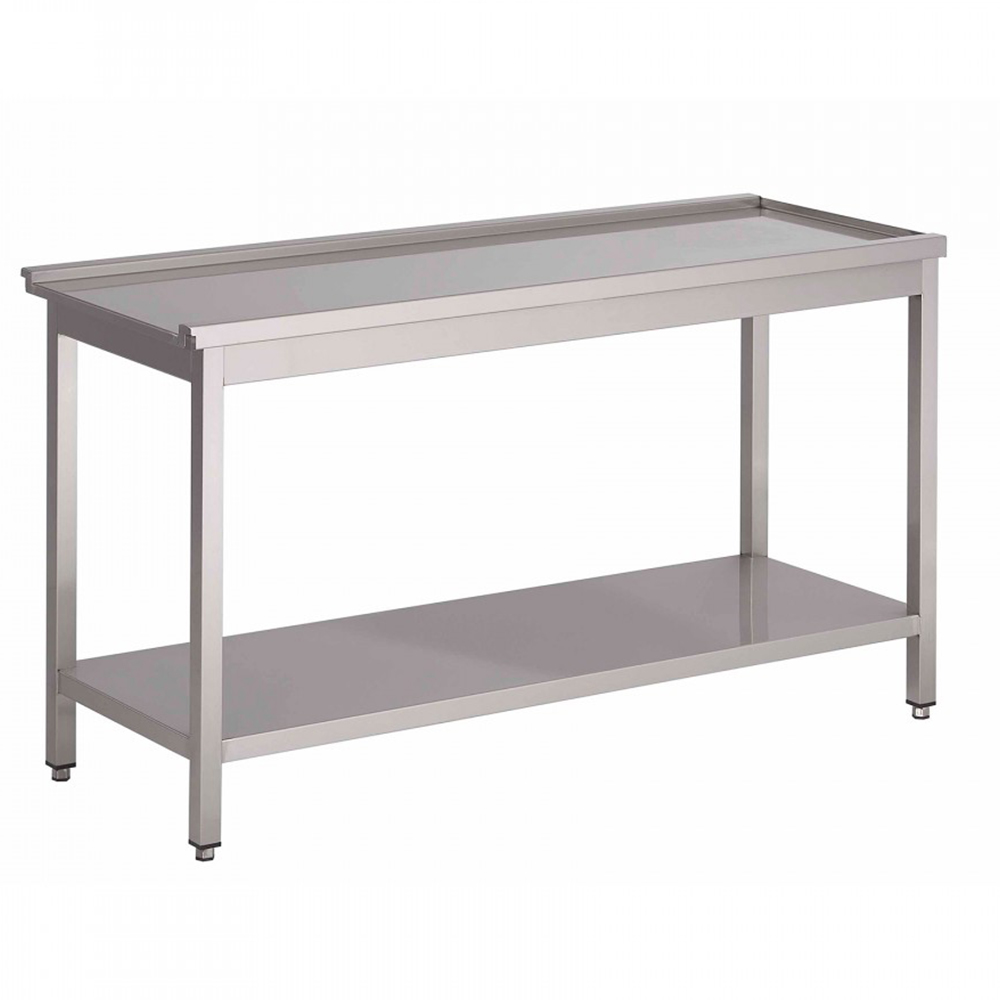 RVS / Inox afvoertafel met bodemschap – 700 mm diep - Afbeelding 3