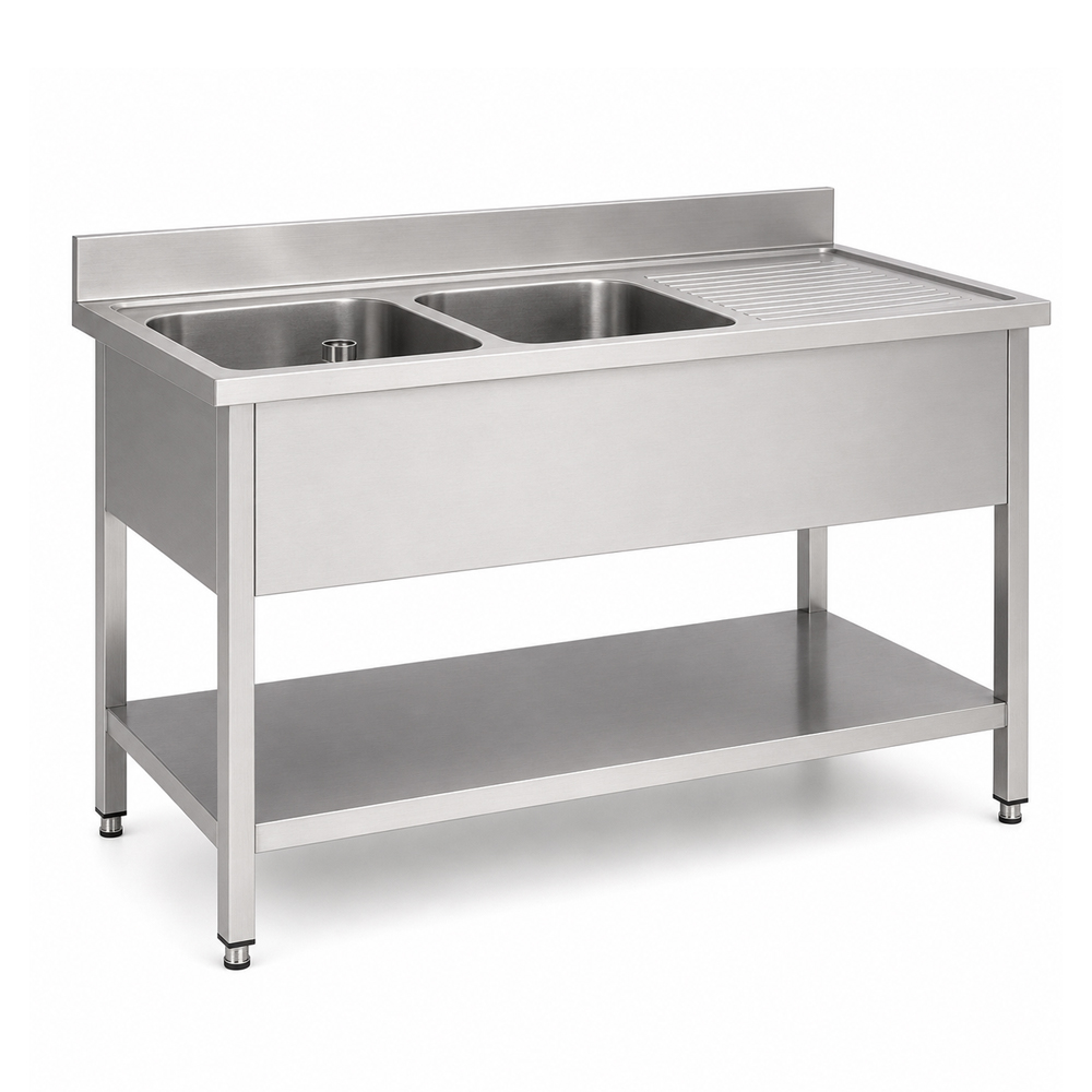 RVS / Inox spoeltafel met bodemschap – 700 mm diep - Afbeelding 7