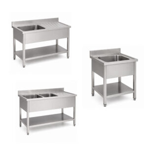 RVS - Inox spoeltafel met bodemschap 600 diep