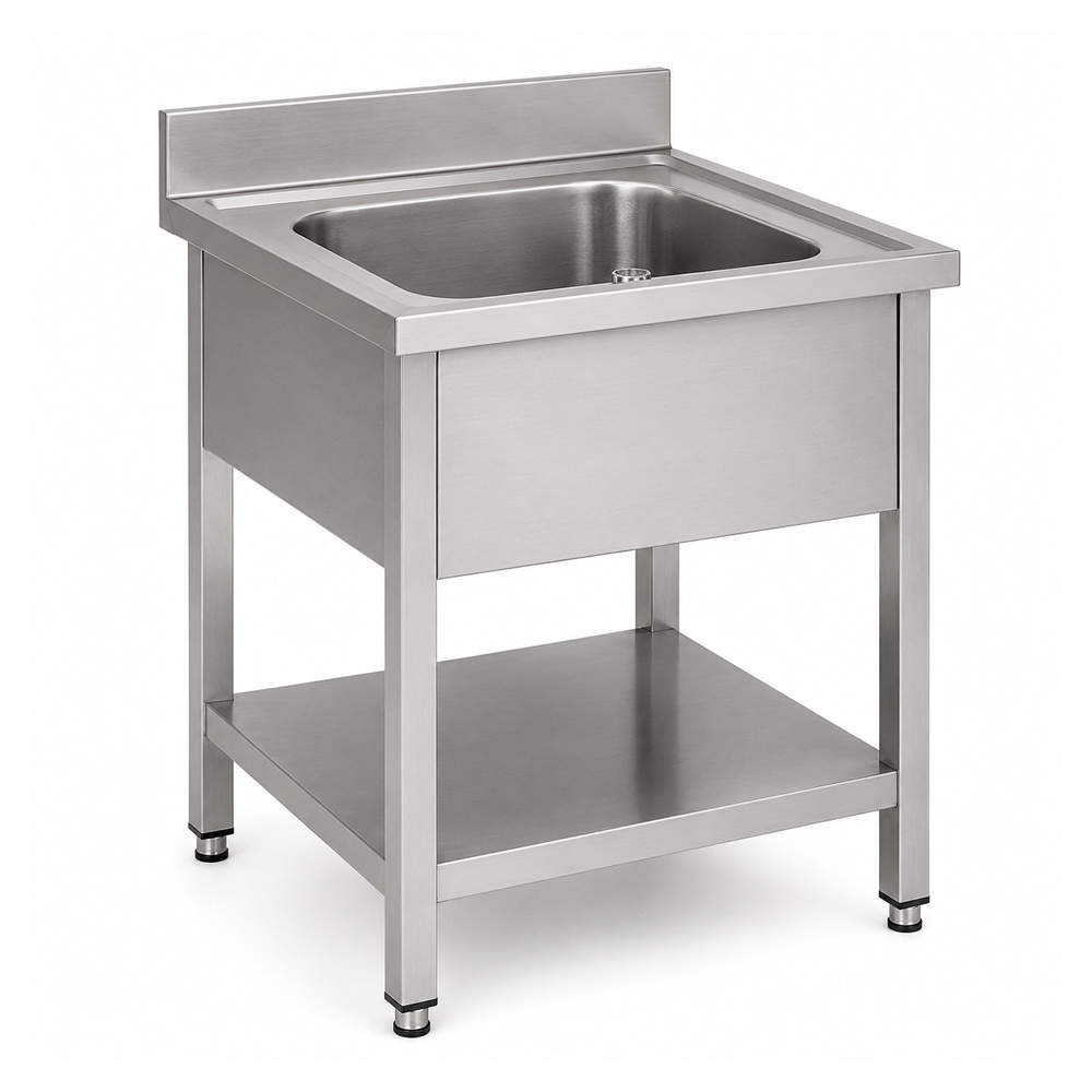 RVS / Inox spoeltafel met bodemschap – 700 mm diep - Afbeelding 3