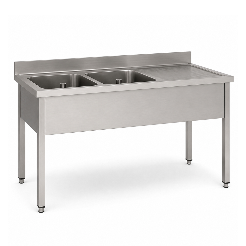 RVS / Inox spoeltafel zonder bodemschap – 600 mm diep - Afbeelding 3
