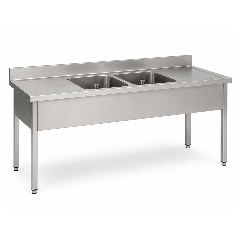 RVS / Inox spoeltafel zonder bodemschap – 700 mm diep - Afbeelding 3