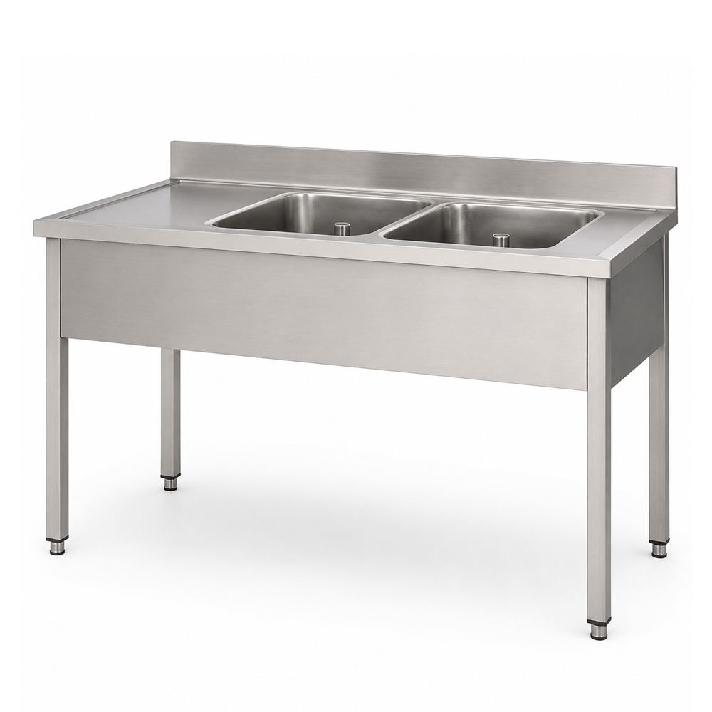 RVS / Inox spoeltafel zonder bodemschap – 600 mm diep - Afbeelding 2
