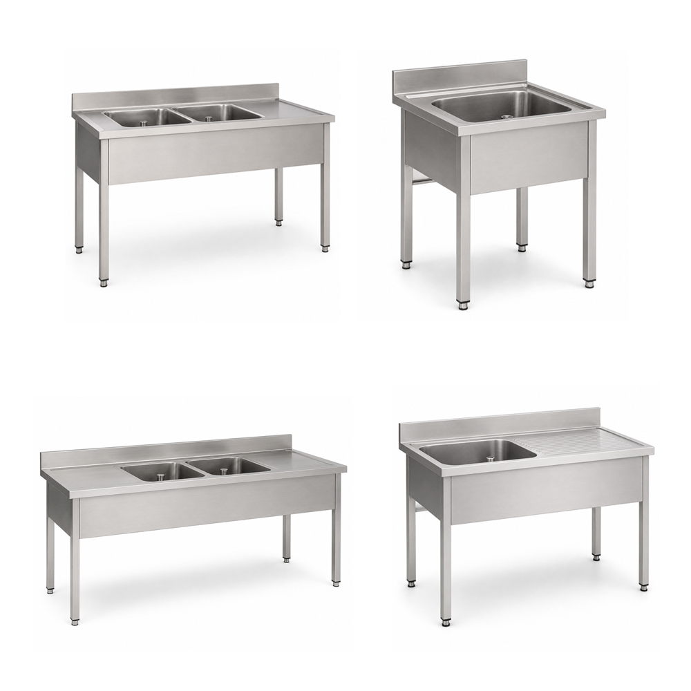 RVS / Inox spoeltafel zonder bodemschap – 700 mm diep