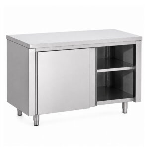 RVS / Inox werkbank met schuifdeuren