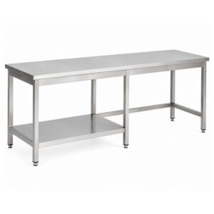 RVS / Inox werktafel met half bodemschap links – 600 mm diep