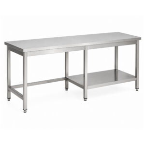 RVS / Inox werktafel met half bodemschap rechts – 600 mm diep