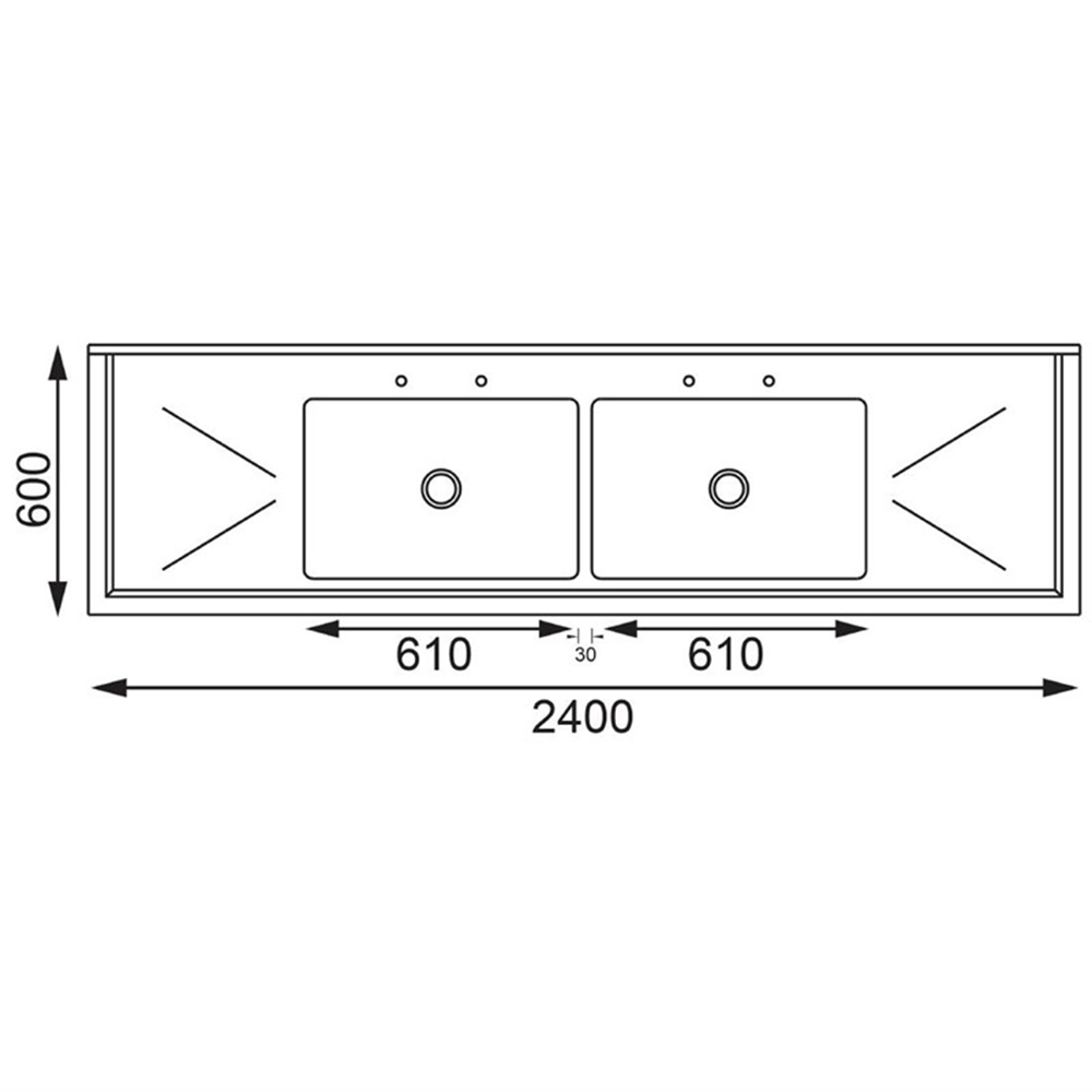 Demontabele RVS / Inox spoeltafel met bodemschap – 600 mm diep - Afbeelding 2