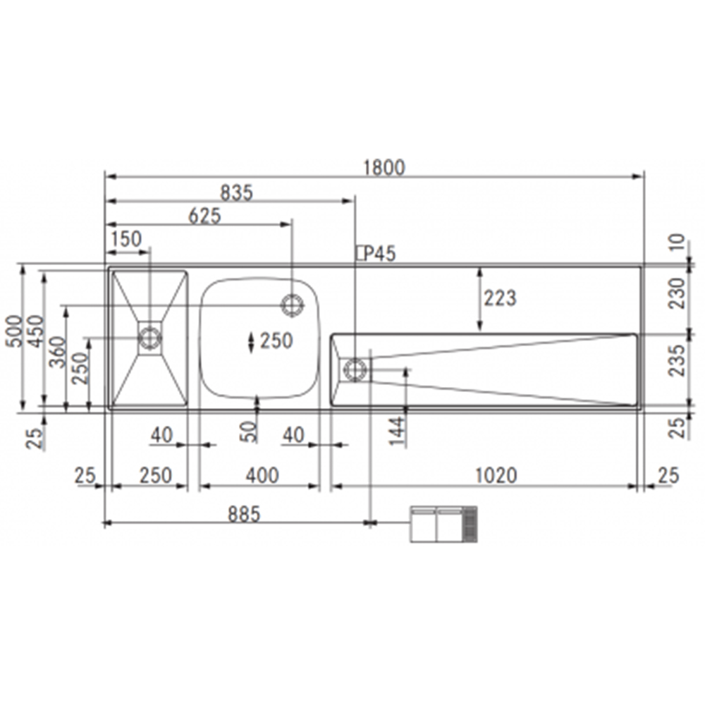 RVS / Inox spoeltapblad ST-BB180-1 - Afbeelding 2
