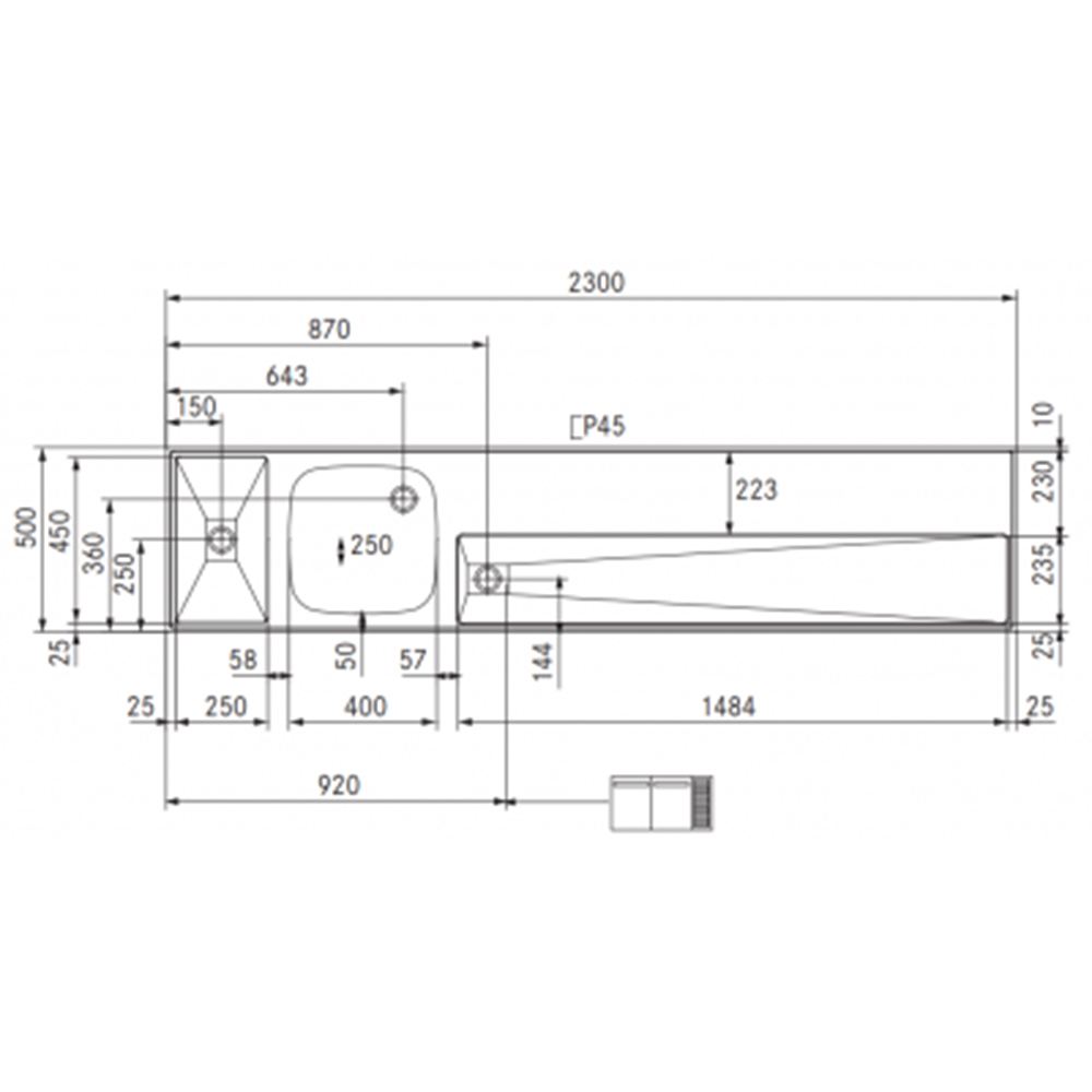 RVS / Inox spoeltapblad ST-BB230-1 - Afbeelding 2