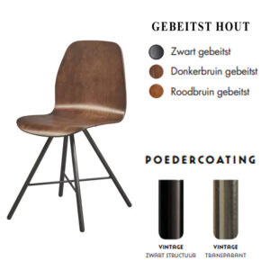 Stoel vintage met kruisonderstel rug en zitting van hout