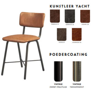 Stoel vintage met kruisonderstel rug en zitting volledig gestoffeerd