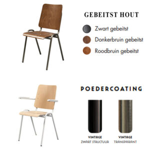 Stoel vintage rug en zitting van hout – Hoge rugleuning