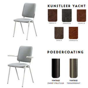 Stoel vintage rug en zitting volledig gestoffeerd – Hoge rugleuning