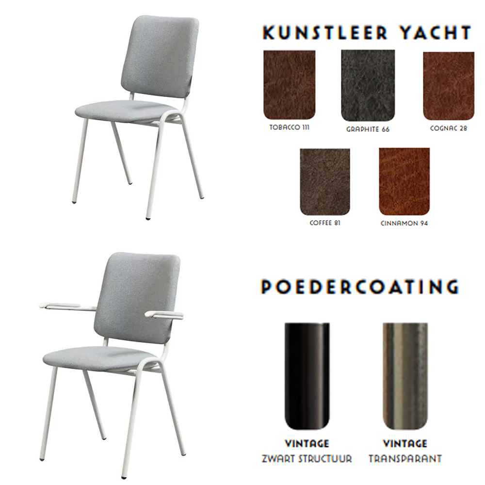 Stoel vintage rug en zitting volledig gestoffeerd – Hoge rugleuning