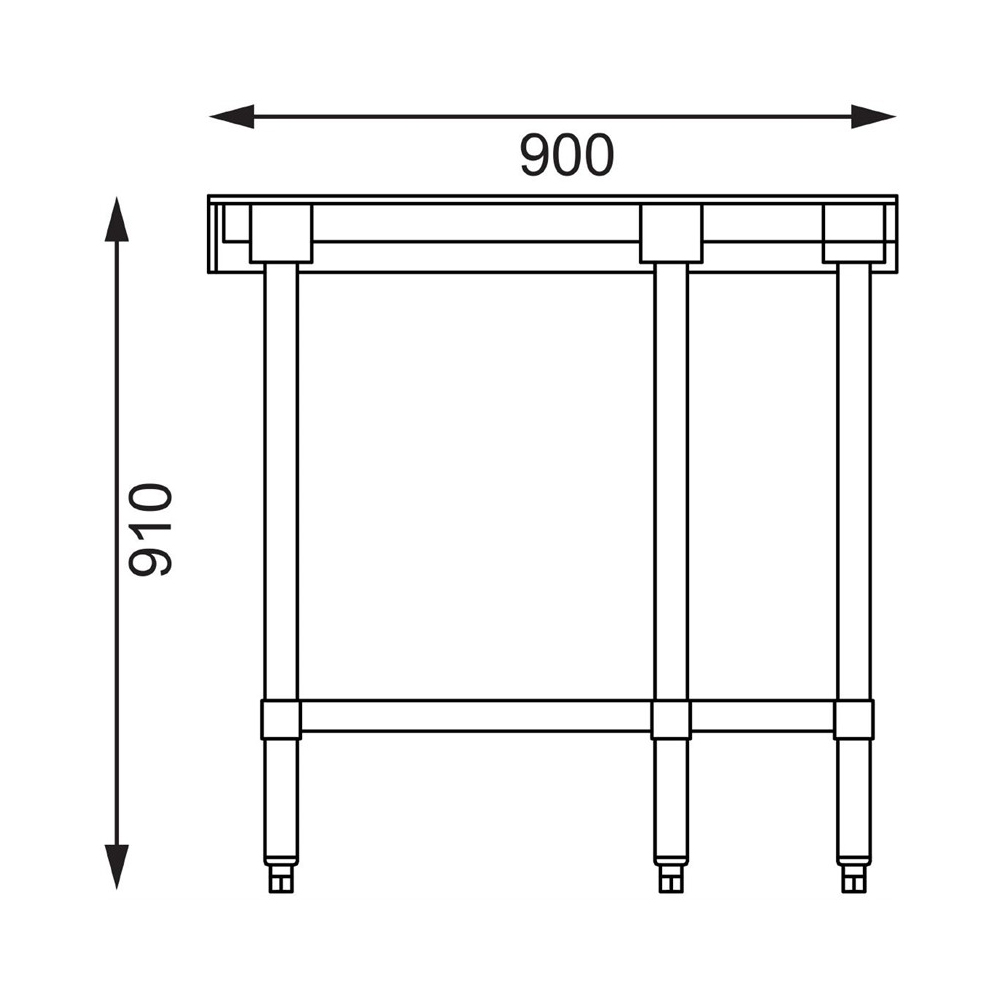 Demontabele RVS / Inox werktafel hoekelement – 700 mm diep - Afbeelding 3