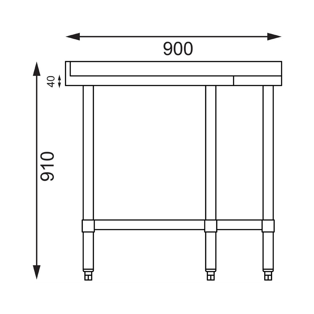 Demontabele RVS / Inox werktafel hoekelement – 700 mm diep - Afbeelding 4
