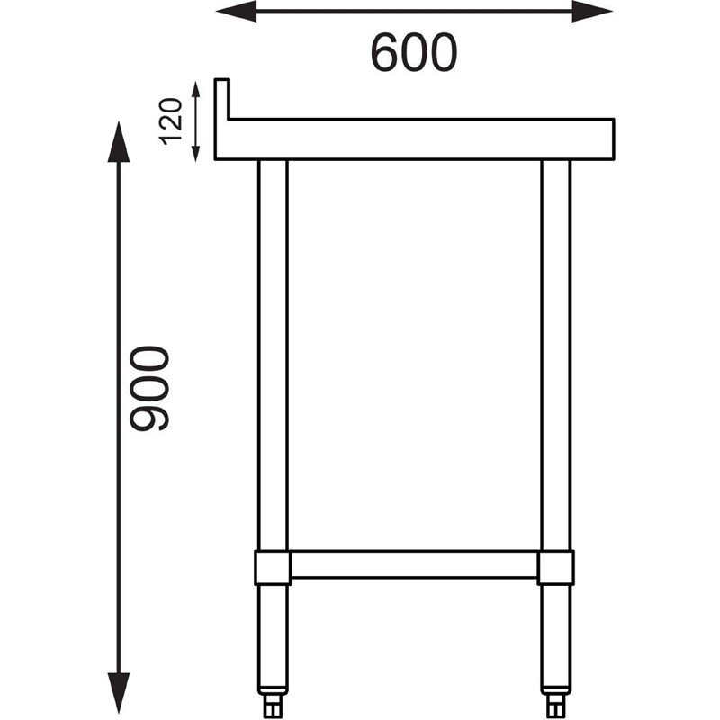 Demontabele RVS / Inox werktafel met achteropstand – 600 mm diep - Afbeelding 3