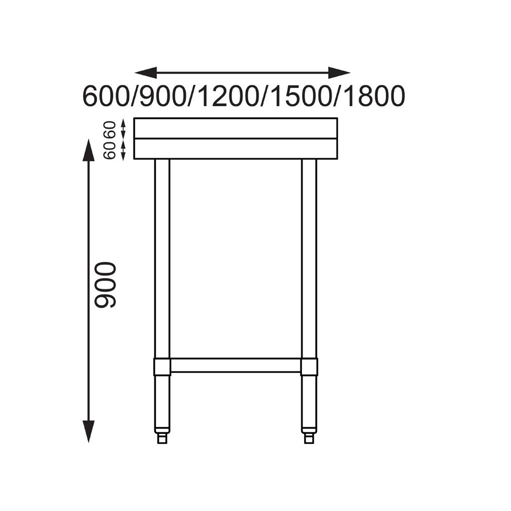 Demontabele RVS / Inox werktafel met achteropstand – 700 mm diep - Afbeelding 3