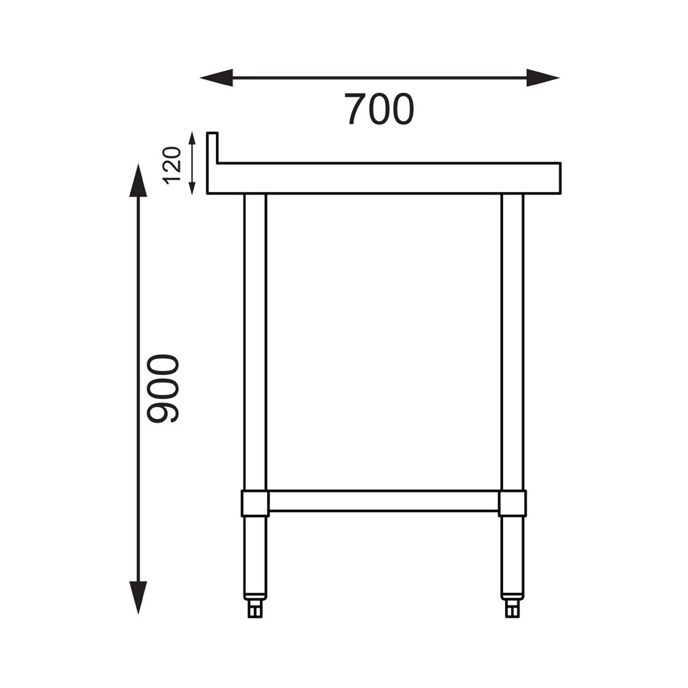Demontabele RVS / Inox werktafel met achteropstand – 700 mm diep - Afbeelding 6
