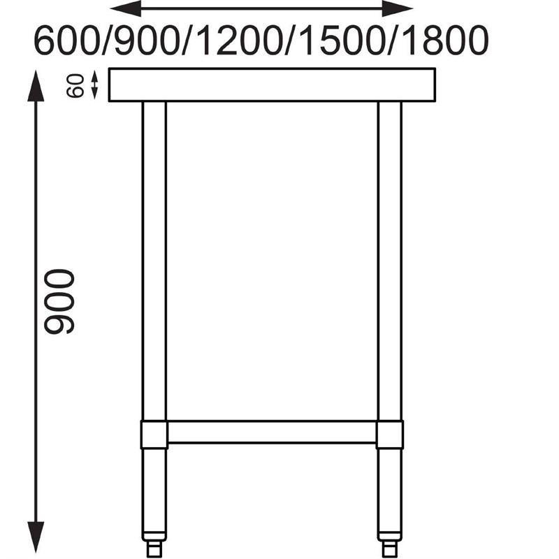 Demontabele RVS / Inox werktafel – 600 mm diep - Afbeelding 9
