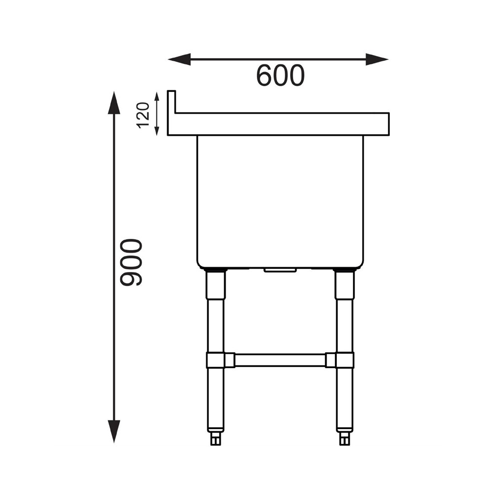 Demontabele RVS / Inox spoeltafel zonder bodemschap – 600 mm diep - Afbeelding 8