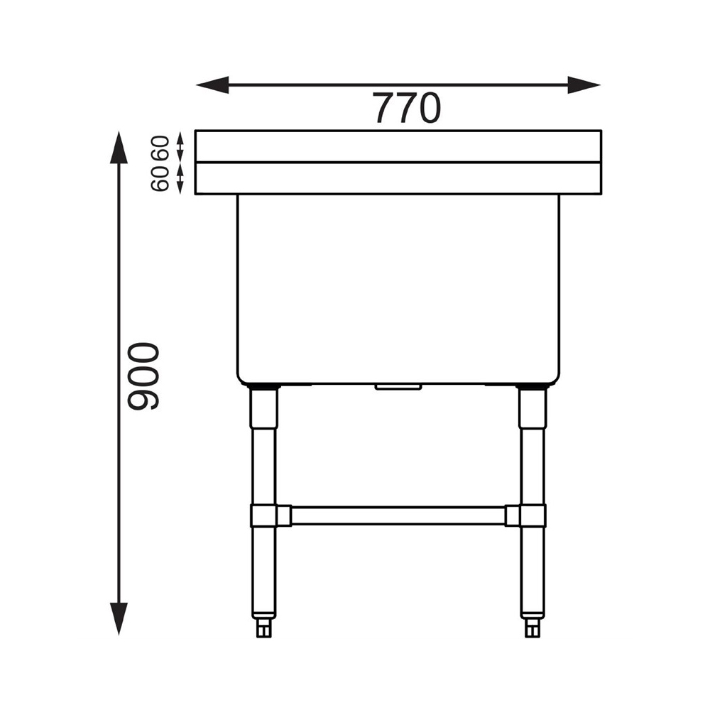 Demontabele RVS / Inox spoeltafel zonder bodemschap – 600 mm diep - Afbeelding 9