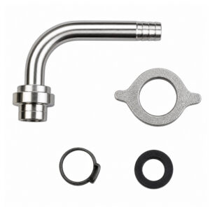 Aansluitset CO₂ 5/8" gebogen tule voor 8×14 mm slang (incl. slangklem)