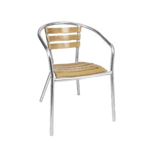 Bolero Aluminium en essenhouten stoelen met armleuning (4 stuks) - U421 (8)