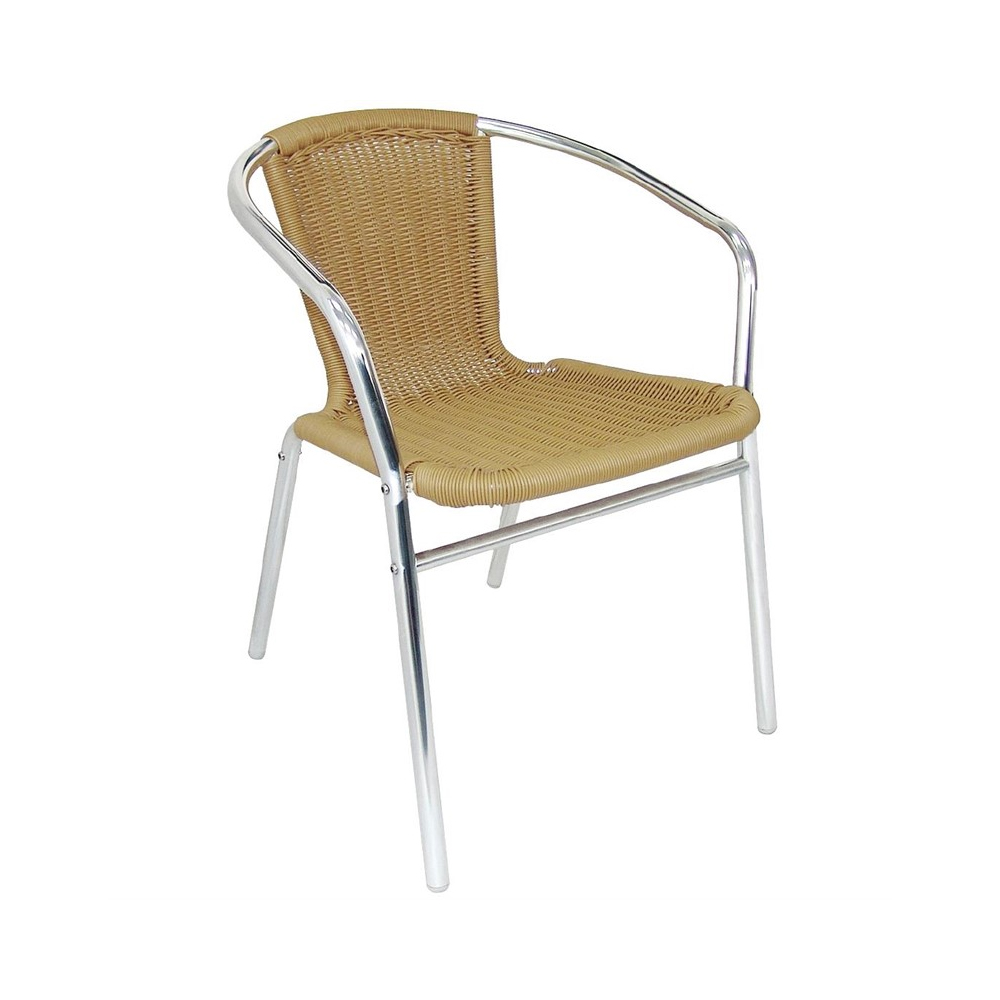 Bolero Aluminium en polyrotan stoel naturel (4 stuks) - U422 (2)