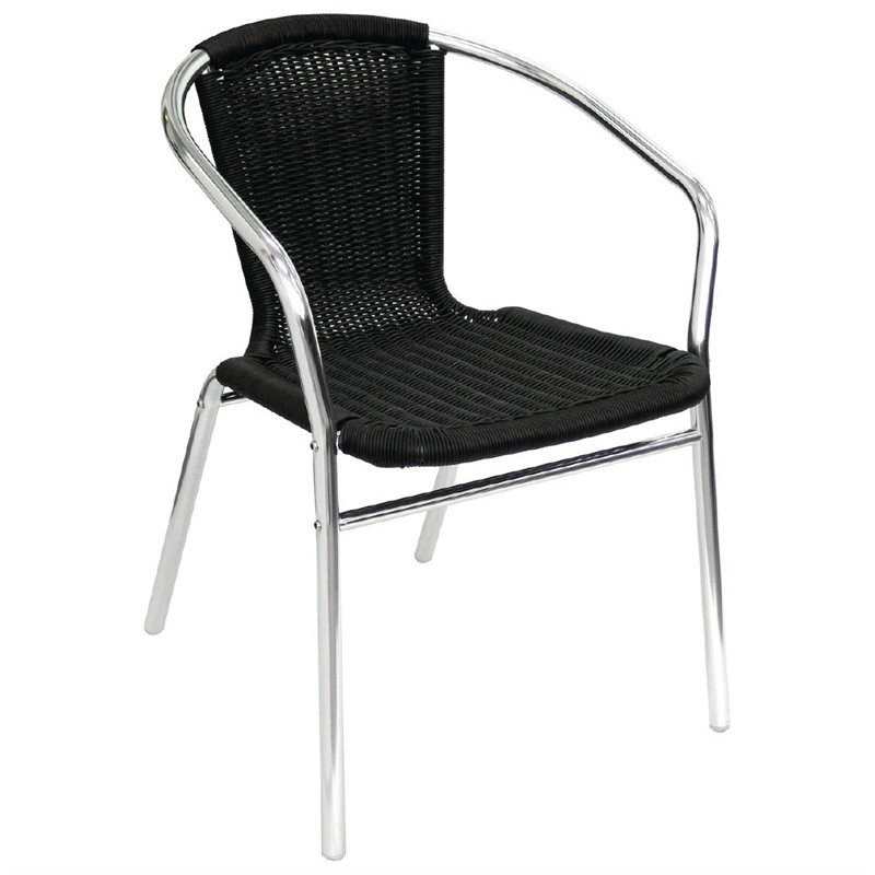 Bolero aluminium en polyrotan stoelen zwart (4 stuks) - U507 (2)