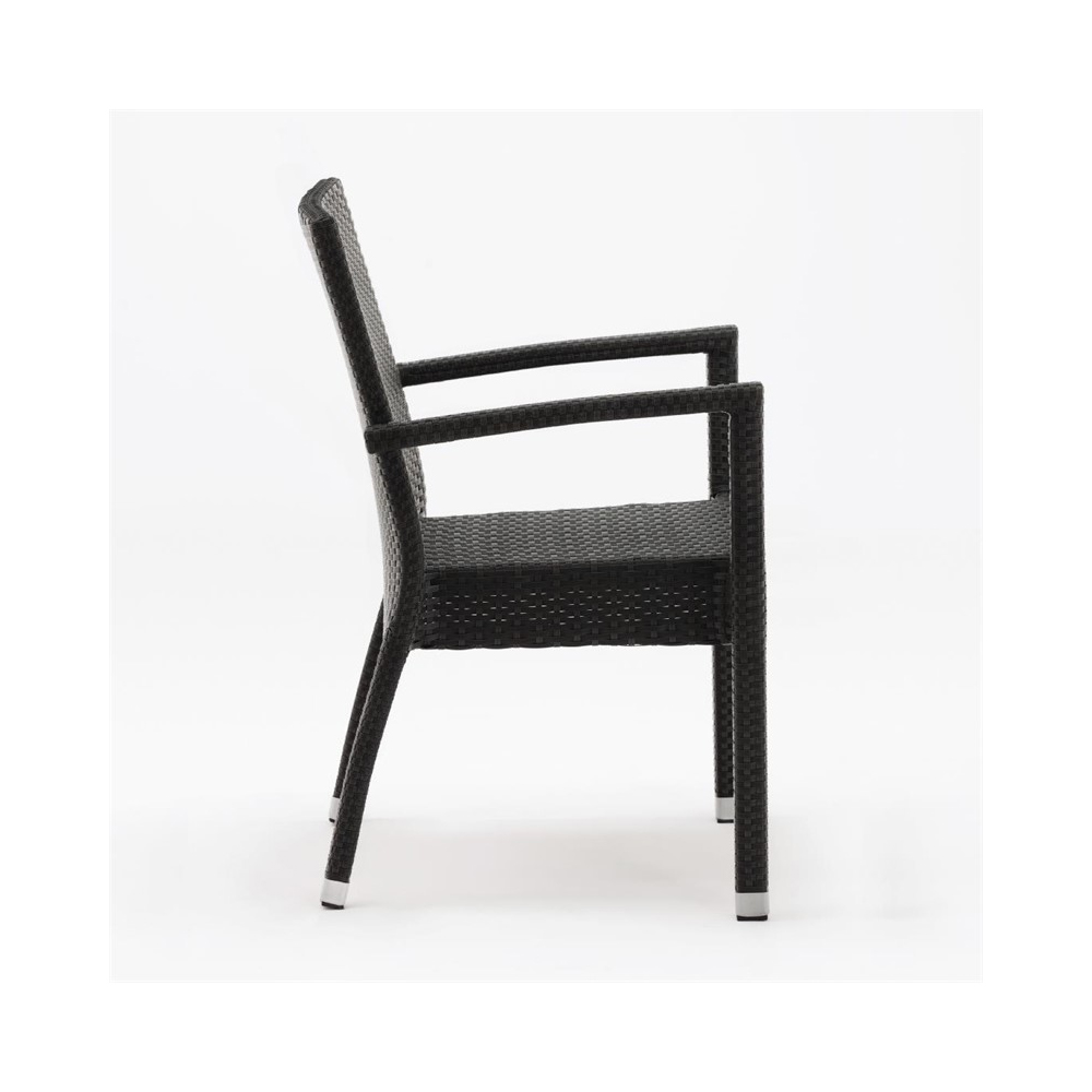 Bolero polyrotan stoelen met armleuning antraciet (4 stuks) - DL477 (2)