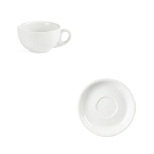 Cappuccinokop en schotel