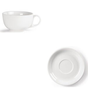 Cappuccinokop en schotel