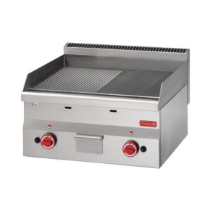 Gastro M 600 gas bakplaat 60_60 FTRG 2_3 glad 1_3 geribbeld - GN025