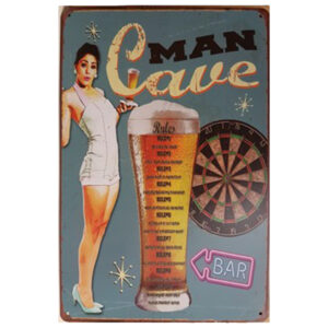 Man cave bier rules reclamebord