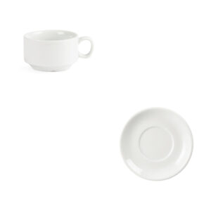 Stapelbare espressokop en schotel (12 stuks)
