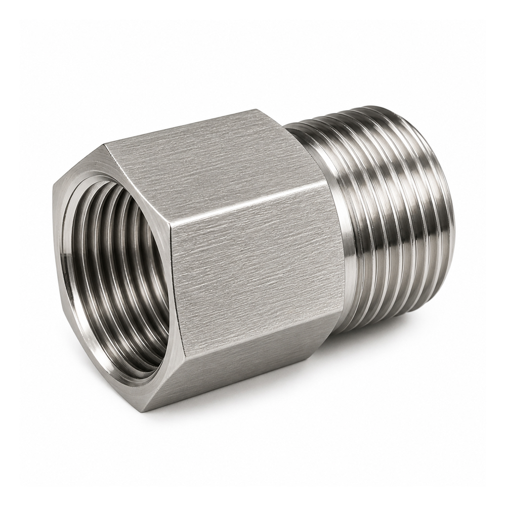 Verloop zeskant 1/2" binnendraad naar 5/8" buitendraad