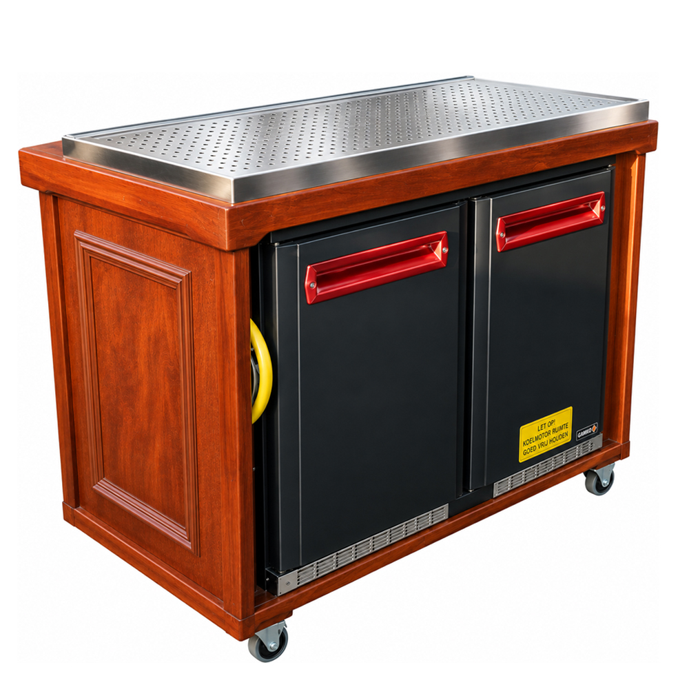 Mobiele houten koelbuffet pubstijl