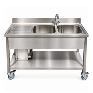 Huur - Verrijdbare spoeltafel met boiler