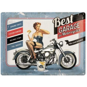 Best garage for motorcycles bike wash included! reclamebord