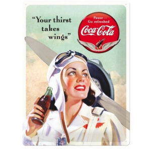 Coca Cola Takes Wings Lady reclamebord