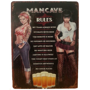 Mancave rules reclamebord