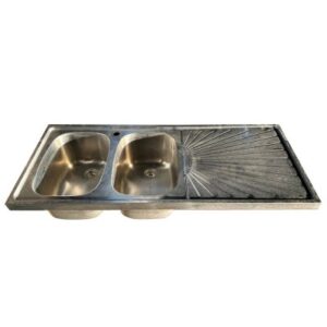 Occasion - Glazenblad met dubbele spoelbak 1200x500