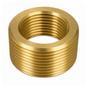 Verloop 1 1/2" buitendraad naar 1" binnendraad messing