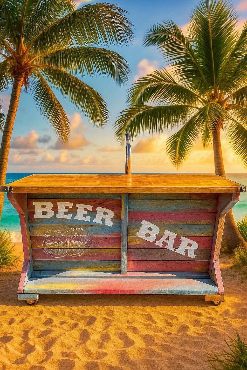 Huur: Mobiele houten beer voorzetbar in Ibiza stijl - Afbeelding 7